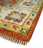 8x10 Hand Knotted Rust and Ivory Traditional Vintage Persian Oushak Antique Wool Rug | TRDCP658