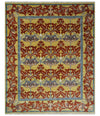 8x10 Hand Knotted Rust, Gold and Gray William Morris Wool Rug | TRDCP1000810