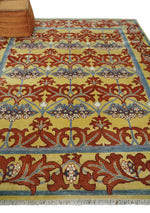 8x10 Hand Knotted Rust, Gold and Gray William Morris Wool Rug | TRDCP1000810