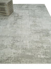 7.11x9.7 Modern Abstract Ivory and Camel Contemporary Wool Area Rug
