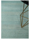 8x10 Modern Geometric Trellis Scandinavian Hand Knotted Blue and Ivory Wool Area Rug | TRDCP937810