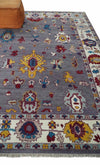 8x10 Modern Oushak Hand Knotted Persian Purple and Ivory Colorful Wool Area Rug | TRDCP841810