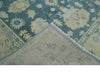 8x10 Teal and Beige Hand Knotted Heriz Serapi Floral Area Rug | TRDCP1185810