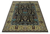 8x10 Wool Traditional Black, Beige and Blue Antique Style Hand knotted Oushak Area Rug | TRDCP1500810S