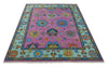 8x10 Wool Traditional Persian Pink, Gray and Blue Vibrant Colorful Hand knotted Oushak Area Rug | TRDCP844810