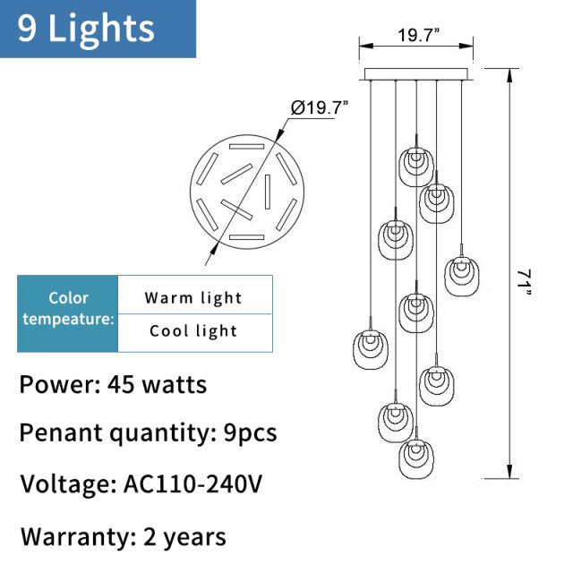 MIRODEMI® Creative LED chandelier for staircase, lobby, bedroom, stairwell