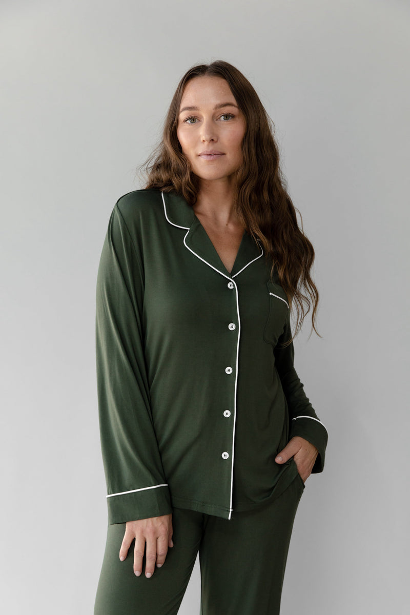 Women's Stretch-Knit Long Sleeve Bamboo Pajama Set