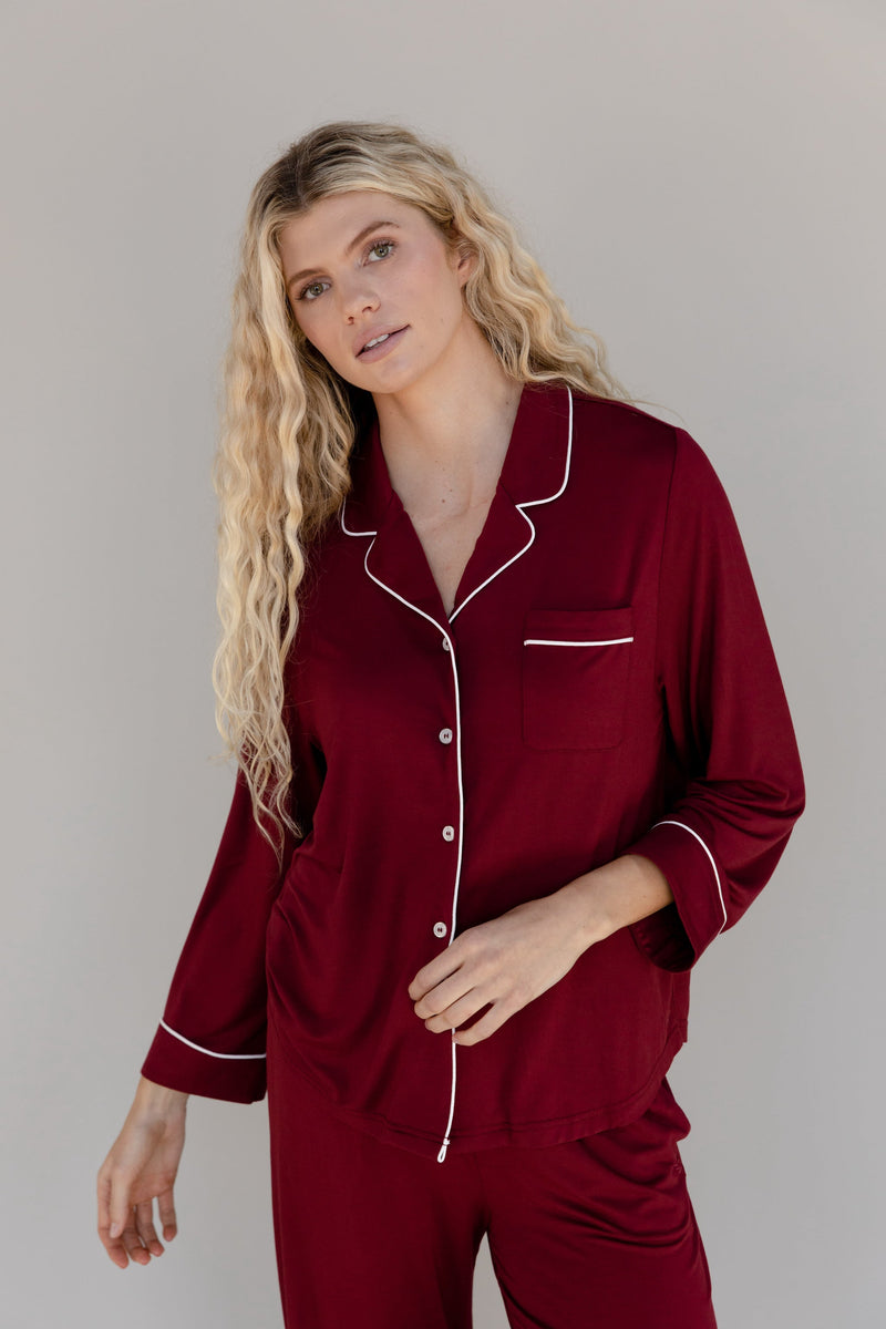 Women's Stretch-Knit Long Sleeve Bamboo Pajama Set