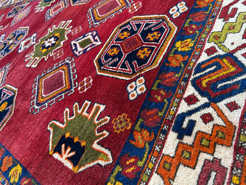 Hand-Knotted Persian Meshgin Wool Rug – 5’ x 11’ – Vintage Tribal Masterpiece