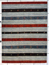 Hand-Knotted Indo-Gabbeh Wool & Bamboo Rug – 5'2" x 7' – Durable Striped Design