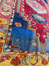 Hand-Knotted Antique Turkish Melas Wool Rug – 4'3" x 5'11" – Vibrant Geometric Motifs
