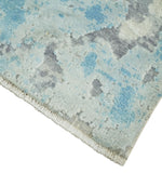 2x4 Modern Abstract Ivory, Blue and Charcoal Wool and Silk Rug| N7324