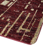 4x6 Hand Knotted Camel and Maroon Modern Abstract Contemporary Recycled Silk Area Rug | OP64