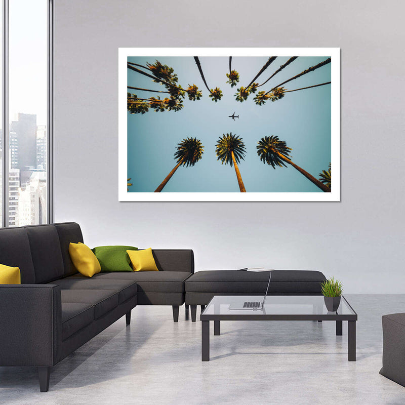 Plane Below Palm Trees Wall Art