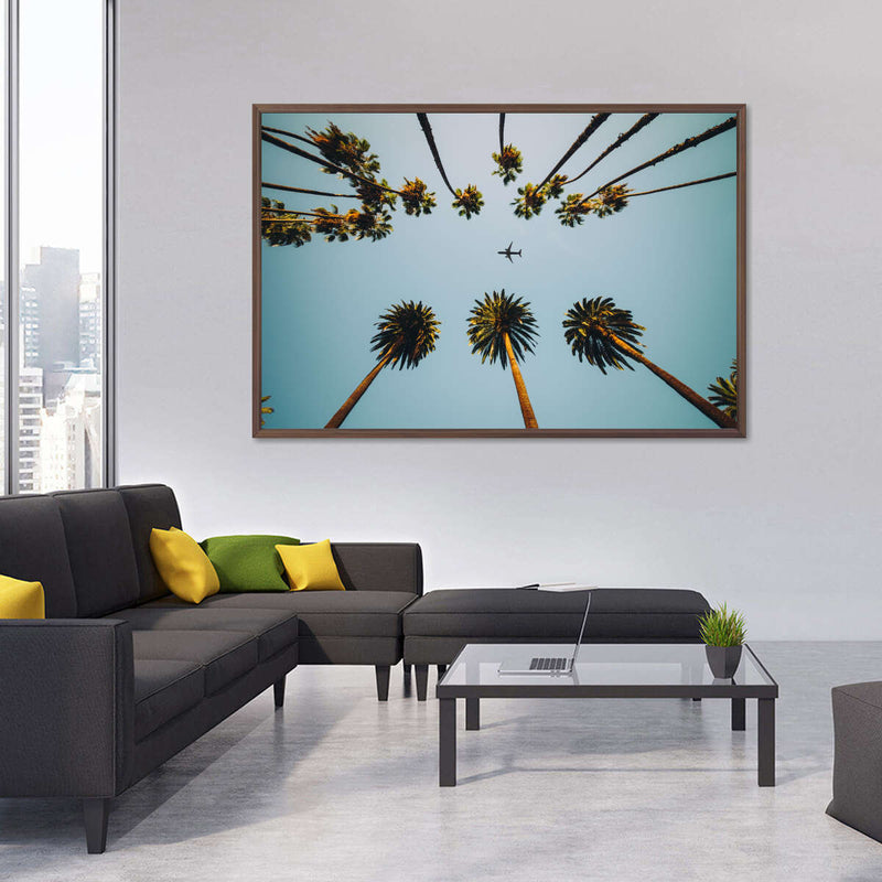 Plane Below Palm Trees Wall Art