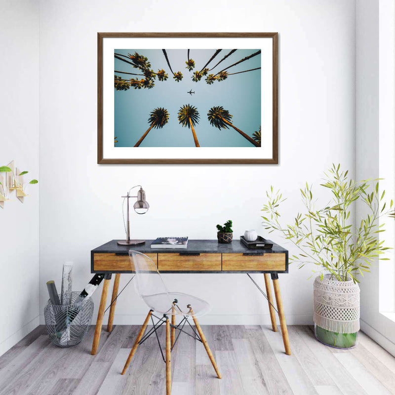 Plane Below Palm Trees Wall Art
