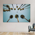 Plane Below Palm Trees Wall Art