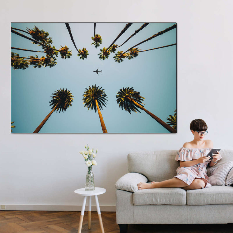 Plane Below Palm Trees Wall Art
