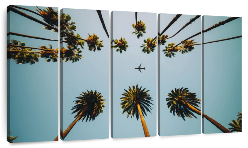 Plane Below Palm Trees Wall Art