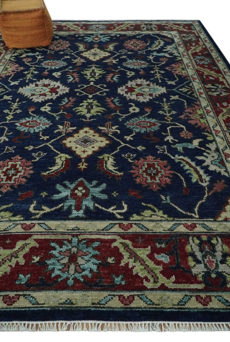 9x12 Blue, Beige and Rust Traditional Persian Oushak Wool Rug | TRDCP1086912S
