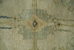 9x12 Hand Knotted Beige and Blue Traditional Vintage Persian Style Antique Wool Rug | TRDCP818