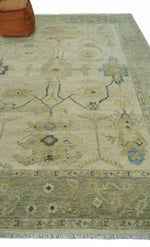 9x12 Hand Knotted Beige and Blue Traditional Vintage Persian Style Antique Wool Rug | TRDCP818