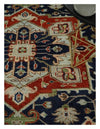 9x12 Hand Knotted Blue and Rust Traditional Heriz Serapi Antique Wool Rug | TRDCP680912