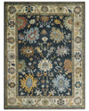 9x12 Hand Knotted Charcoal and Ivory Oushak Traditional Persian Vintage Wool Rug | TRDCP789912