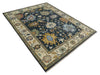 9x12 Hand Knotted Charcoal and Ivory Oushak Traditional Persian Vintage Wool Rug | TRDCP789912