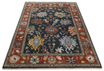 9x12 Hand Knotted Charcoal and Rust Traditional Persian Oushak Wool Rug | TRDCP732912