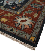 9x12 Hand Knotted Charcoal and Rust Traditional Persian Oushak Wool Rug | TRDCP732912