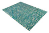 4x6 and 9x12 Hand Knotted Ivory and Blue Modern Contemporary Southwestern Tribal Trellis Recycled Silk Area Rug | OP21