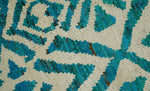 4x6 and 9x12 Hand Knotted Ivory and Blue Modern Contemporary Southwestern Tribal Trellis Recycled Silk Area Rug | OP21