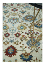 9x12 Hand Knotted Ivory, Blue and Olive Persian Oushak Wool Area Rug | TRDCP904912