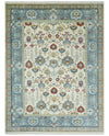 9x12 Hand Knotted Ivory, Blue and Olive Persian Oushak Wool Area Rug | TRDCP904912