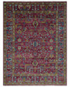 9x12 Hand Knotted Maroon and Gold Heriz Serapi Traditional Antique Style Wool Area Rug | TRDCP1603912S