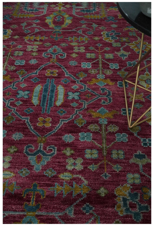 9x12 Hand Knotted Maroon and Gold Heriz Serapi Traditional Antique Style Wool Area Rug | TRDCP1603912S