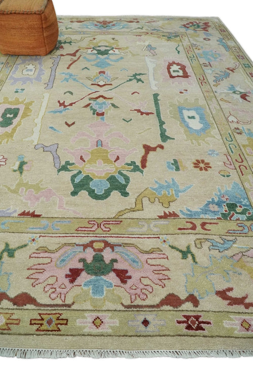9x12 Hand Knotted Modern Oushak Camel and Beige Traditional Persian Wool Area Rug | TRDCP981912