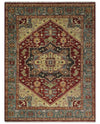 9x12 Hand Knotted Red and Gray Traditional Persian Heriz Serapi Wool Rug | TRDCP952