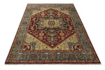 9x12 Hand Knotted Red and Gray Traditional Persian Heriz Serapi Wool Rug | TRDCP952