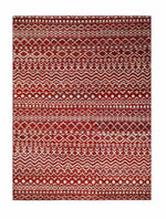4x6 and 9x12 Hand Knotted Rust and White Modern Contemporary Southwestern Tribal Trellis Recycled Silk Area Rug | OP7