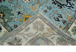 9x12 Modern Oushak Hand Knotted Persian Blue and Ivory Colorful Wool Area Rug | TRDCP852912