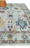 9x12 Modern Oushak Hand Knotted Persian Gray, Brown and Teal Colorful Wool Area Rug | TRDCP924912