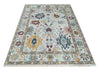 9x12 Modern Oushak Hand Knotted Persian Gray, Brown and Teal Colorful Wool Area Rug | TRDCP924912