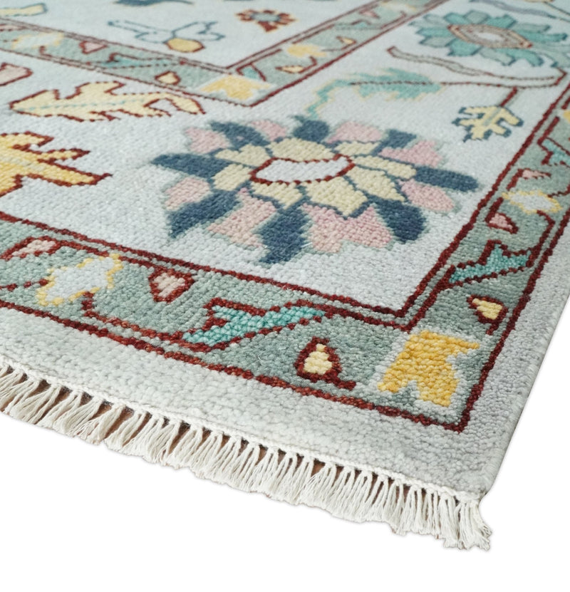 9x12 Modern Oushak Hand Knotted Persian Gray, Brown and Teal Colorful Wool Area Rug | TRDCP924912
