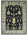 9x12 Wool Traditional Persian Black and Ivory Colorful Hand knotted Oushak Area Rug | TRDCP1081912