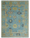 9x12 Wool Traditional Persian Blue and Beige Hand knotted Oushak Area Rug | TRDCP1094912