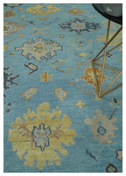 9x12 Wool Traditional Persian Blue and Beige Hand knotted Oushak Area Rug | TRDCP1094912