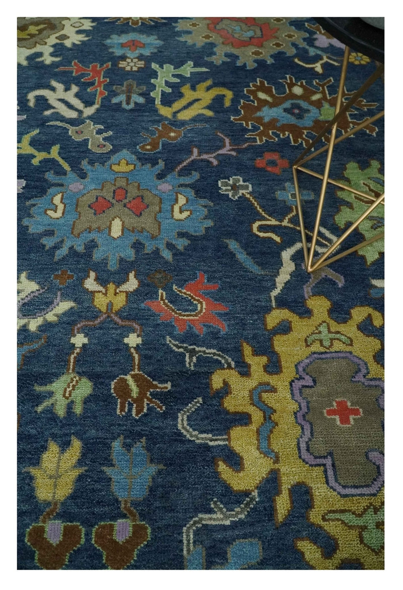 9x12 Wool Traditional Persian Blue and Gray Vibrant Colorful Hand knotted Oushak Area Rug | TRDCP1365912