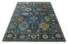 9x12 Wool Traditional Persian Blue and Gray Vibrant Colorful Hand knotted Oushak Area Rug | TRDCP1365912